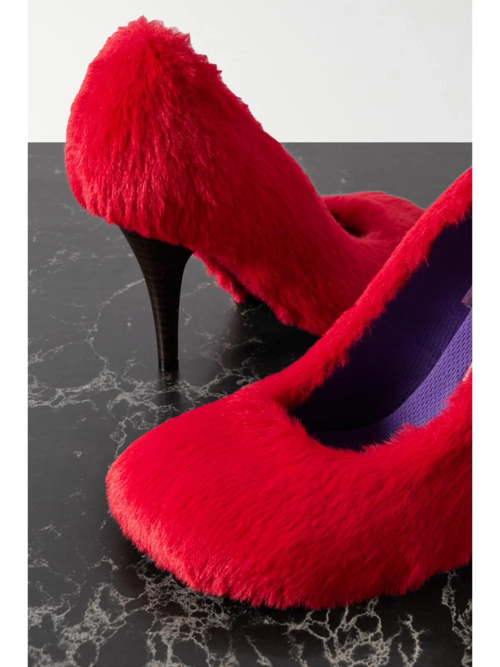 Close-up detail of the Stella McCartney Faux Fur Pumps