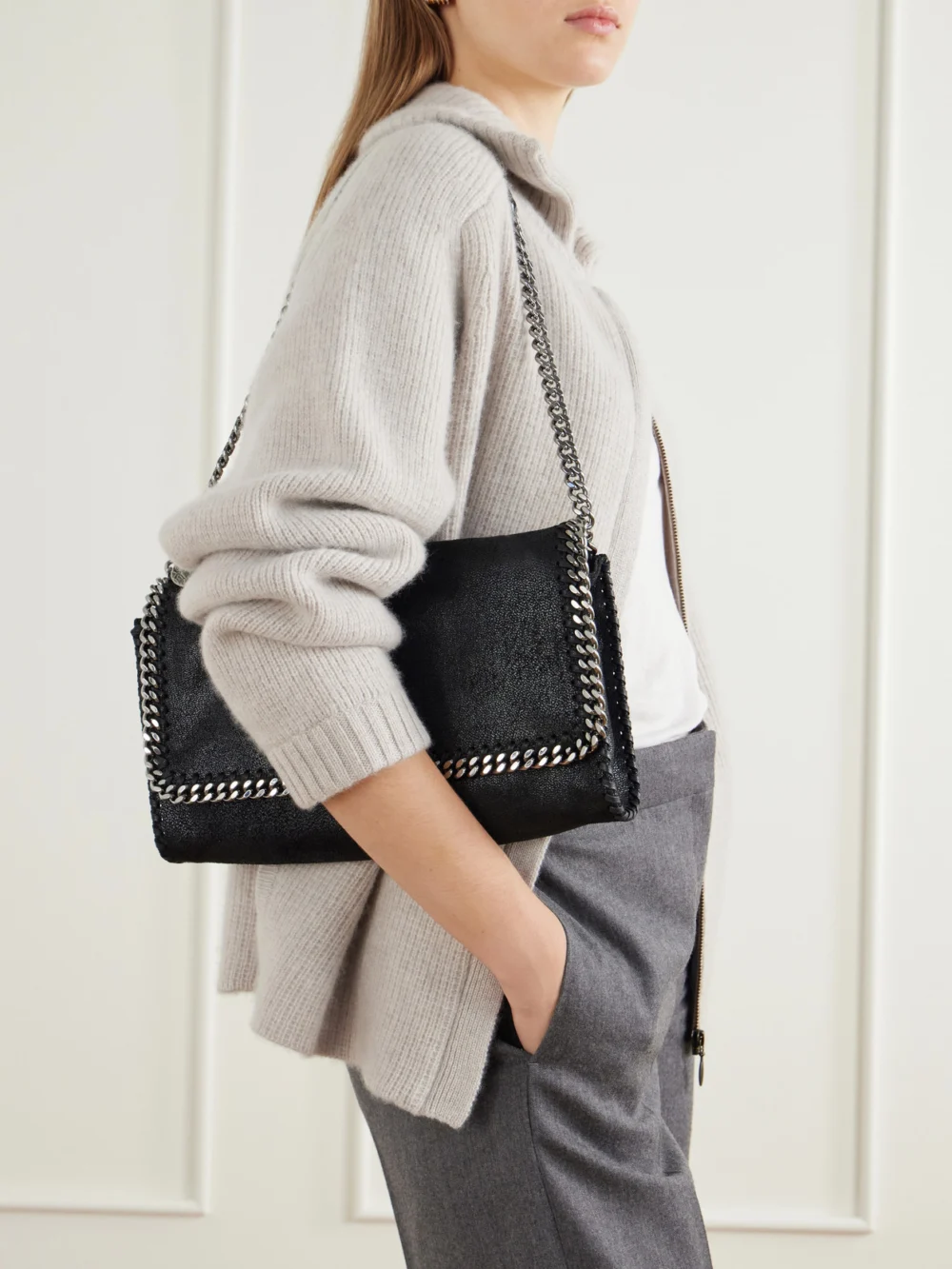 Stella McCartney Flabella Flap Vegetarian Material Shoulder Bag, styled view