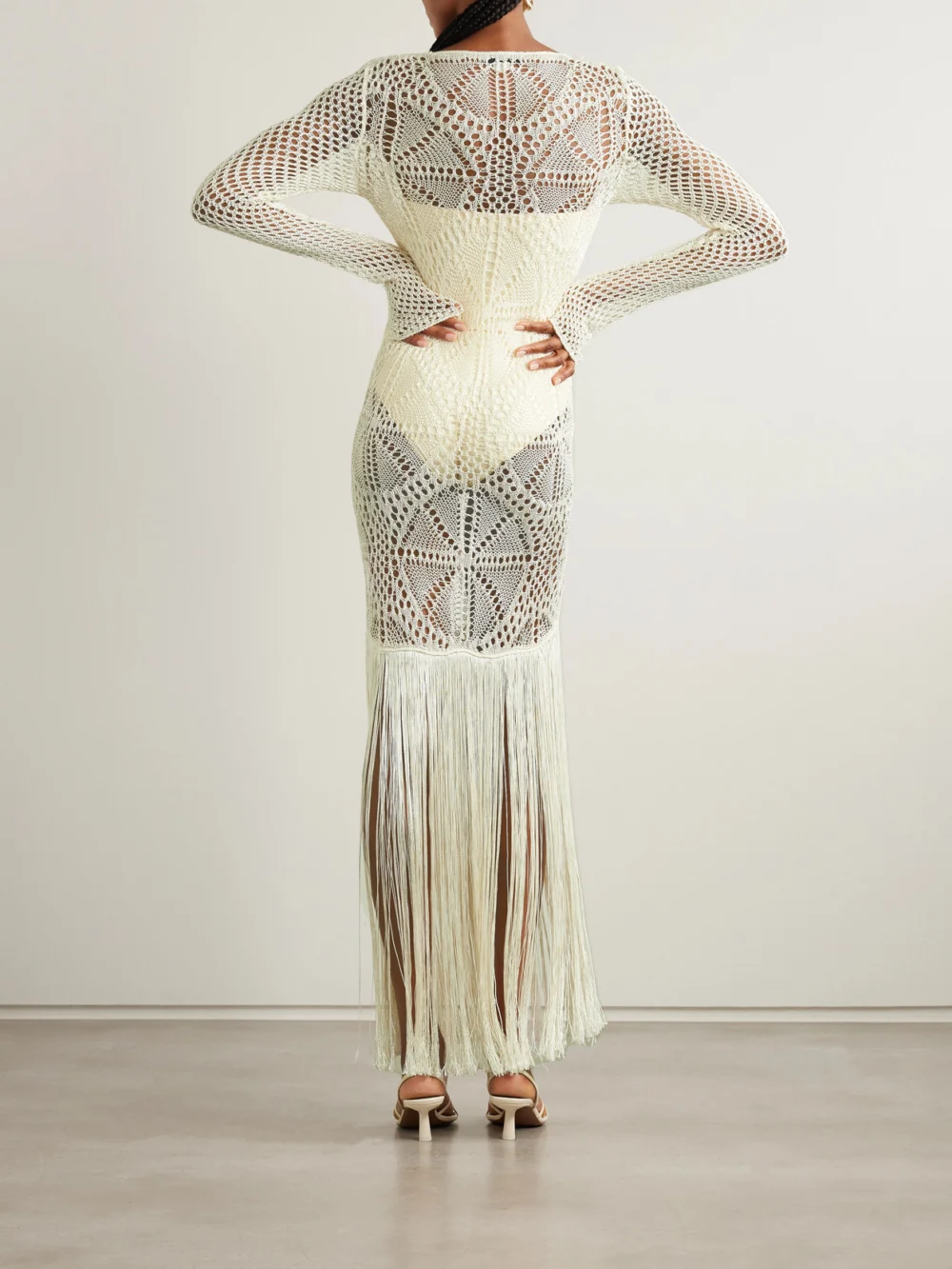 Back view of the Stella McCartney Fringed Crocheted Maxi Dress