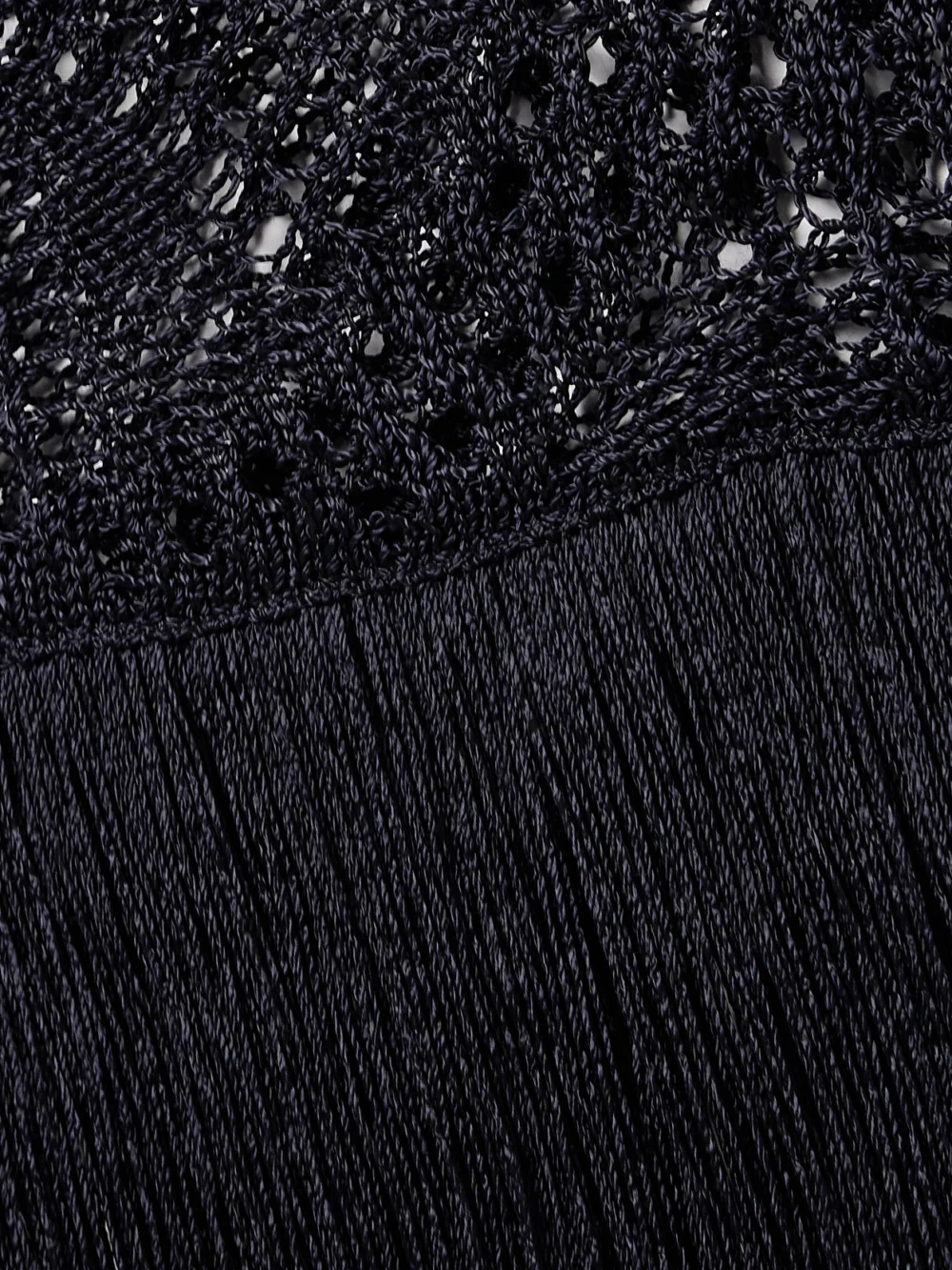 Close-up detail of the Stella McCartney Fringed Crocheted Maxi Dress