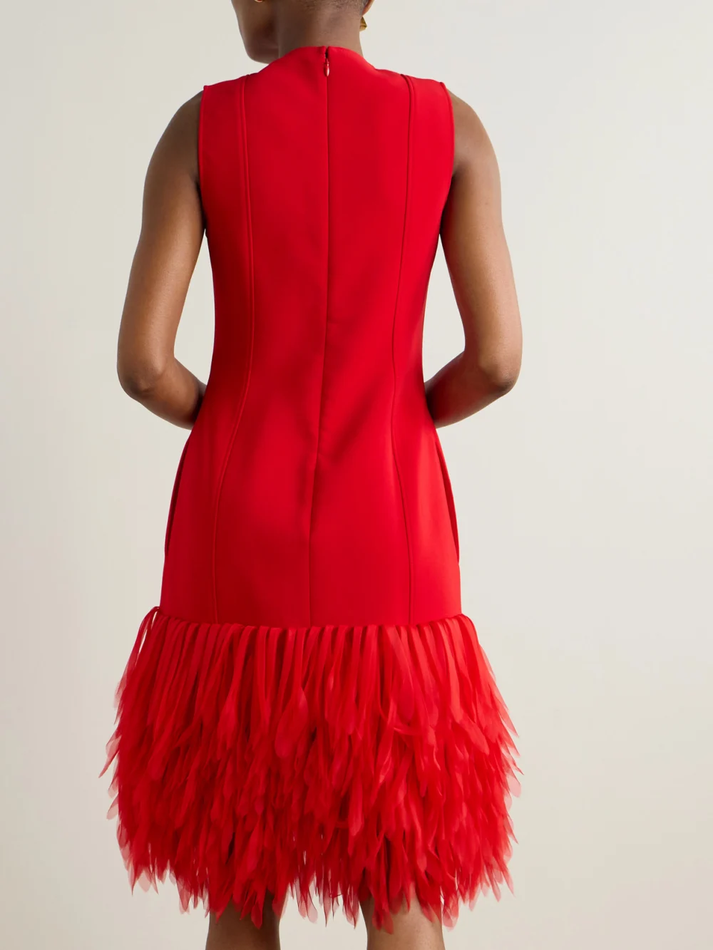 Back view of the Stella McCartney Fringed Organza-trimmed Crepe Midi Dress