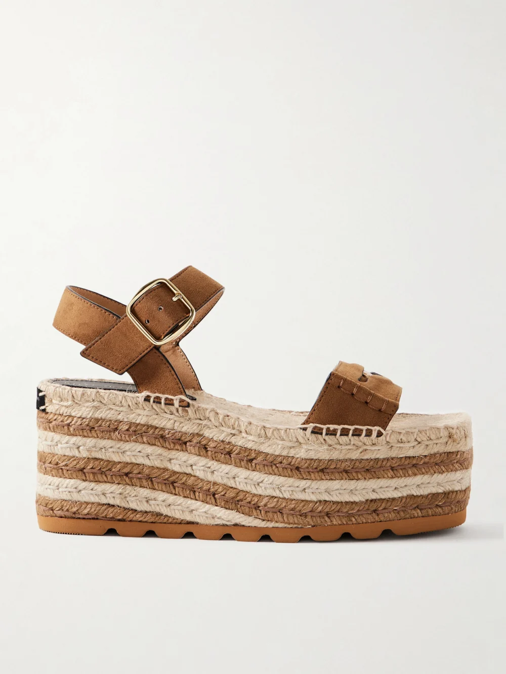 Stella McCartney Gaia Suede Platform Sandals in light brown