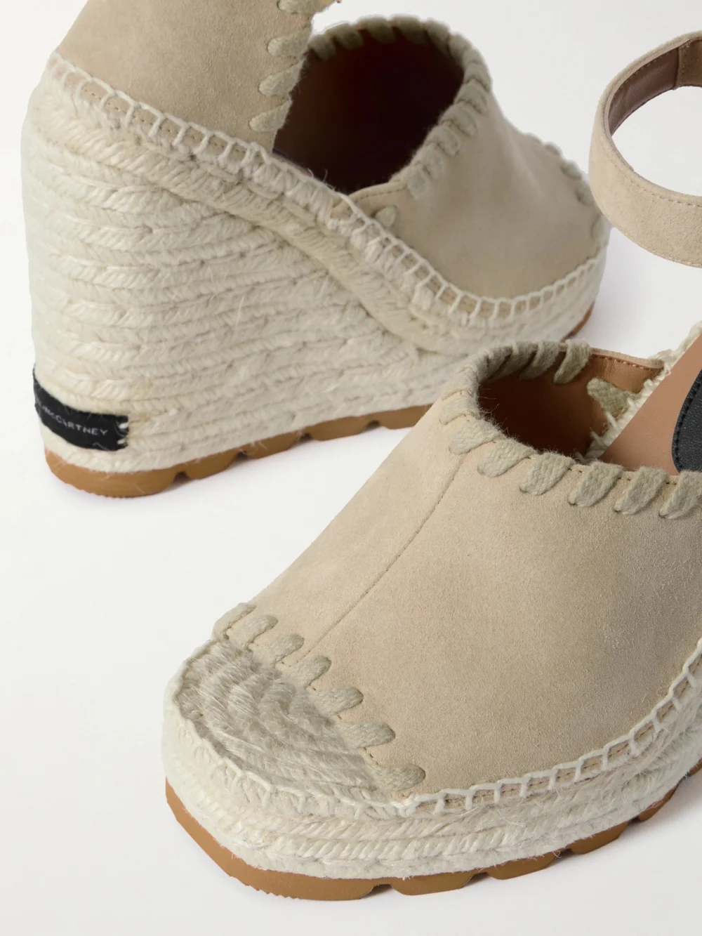 Close-up detail of the Stella McCartney Gaia Wedge Espadrilles
