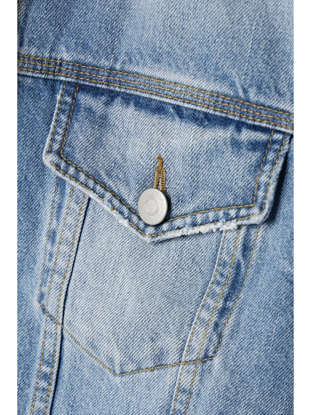 Close-up detail of the Stella McCartney Iconic Chain-embellished Denim Jacket
