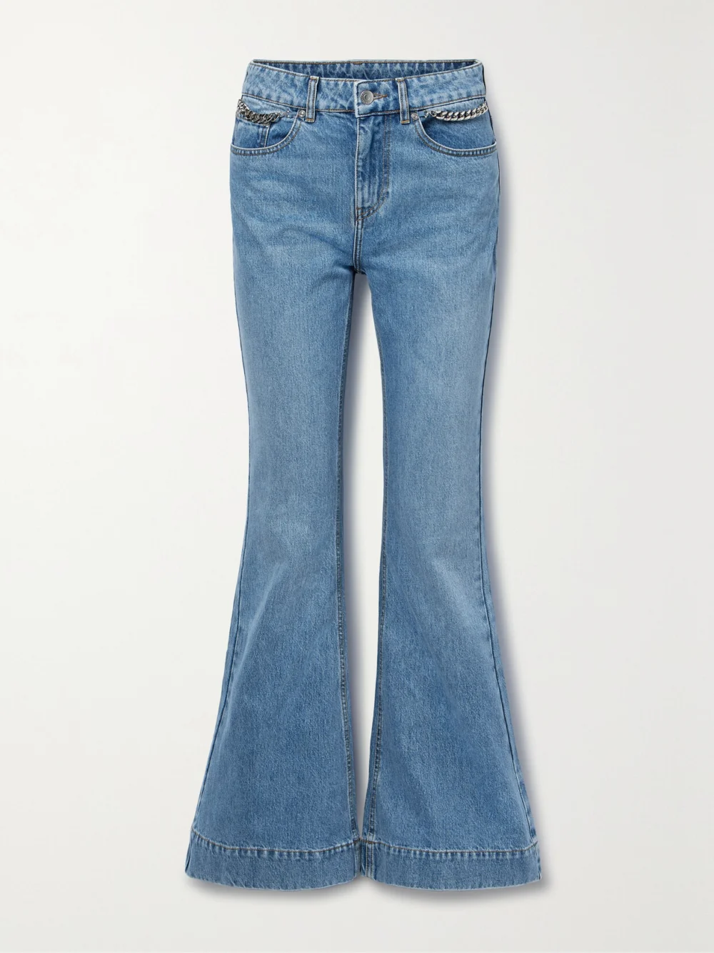 Stella McCartney Iconic Chain-embellished High-rise Flared Jeans in blue