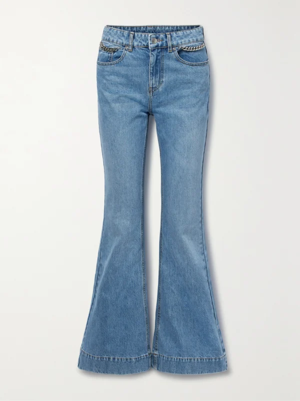 Stella McCartney Iconic Chain-embellished High-rise Flared Jeans