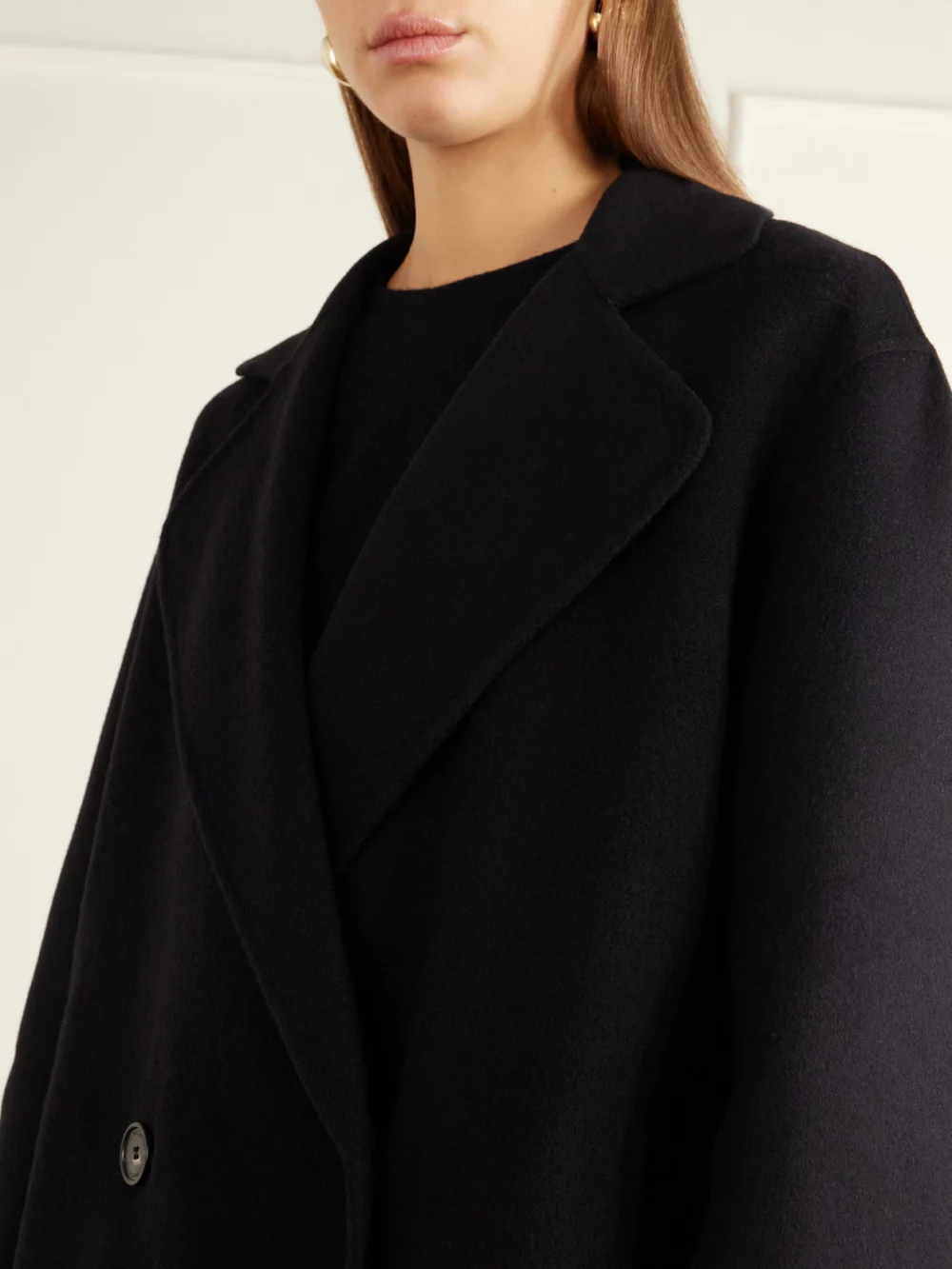 Close-up detail of the Stella McCartney Iconic Double-breasted Wool Coat
