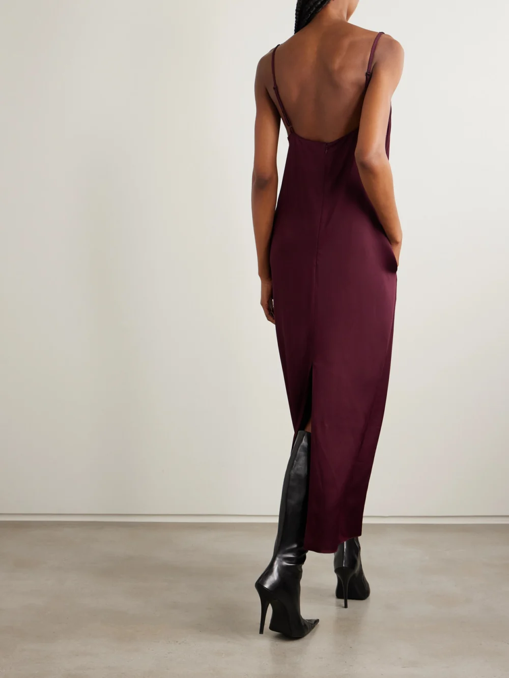Back view of the Stella McCartney Lace-trimmed Satin Midi Dress