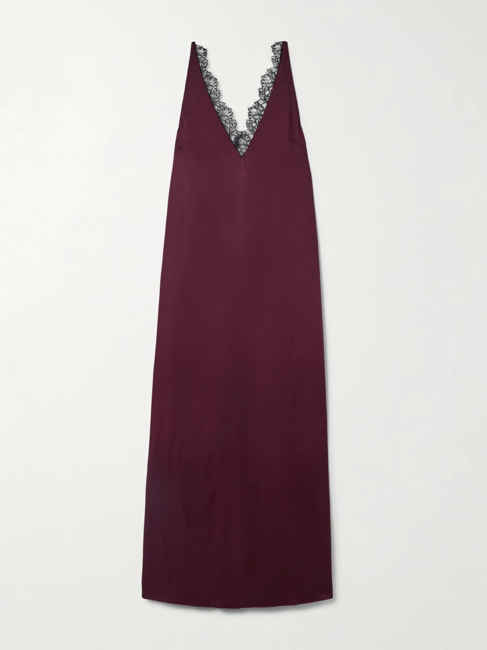 Stella McCartney Lace-trimmed Satin Midi Dress in burgundy