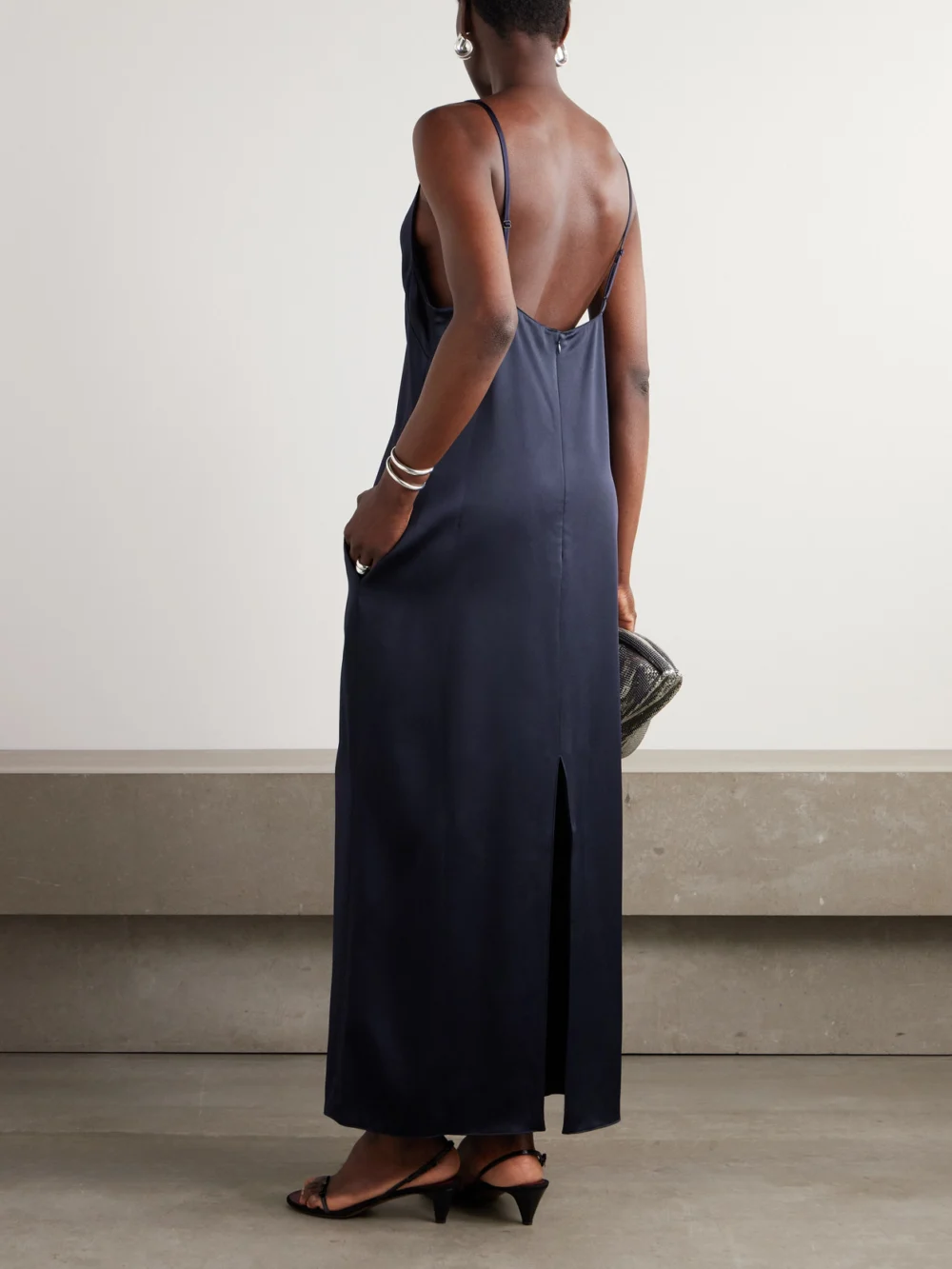 Back view of the Stella McCartney Lace-trimmed Satin Midi Dress