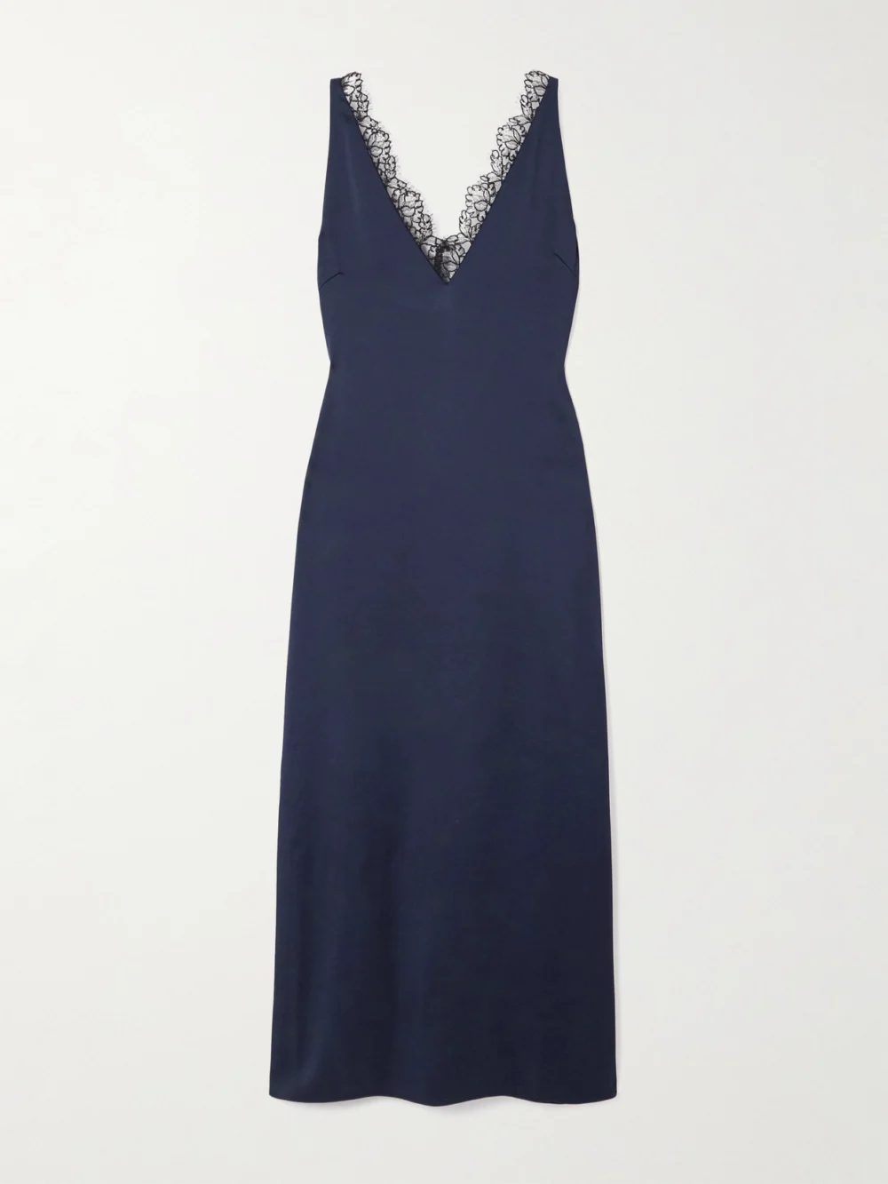 Stella McCartney Lace-trimmed Satin Midi Dress in navy