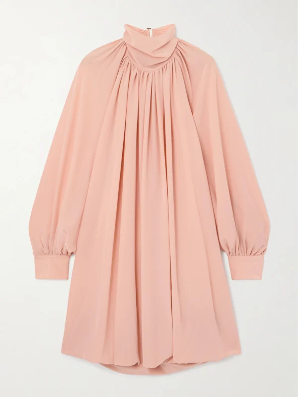 Stella McCartney Open-back Gathered Silk Crepe De Chine Mini Dress