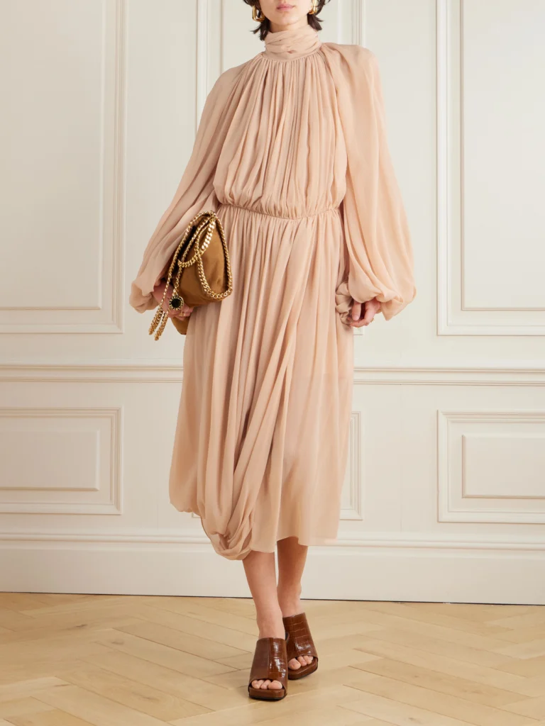 Stella McCartney Open-back Silk-crepon Midi Dress