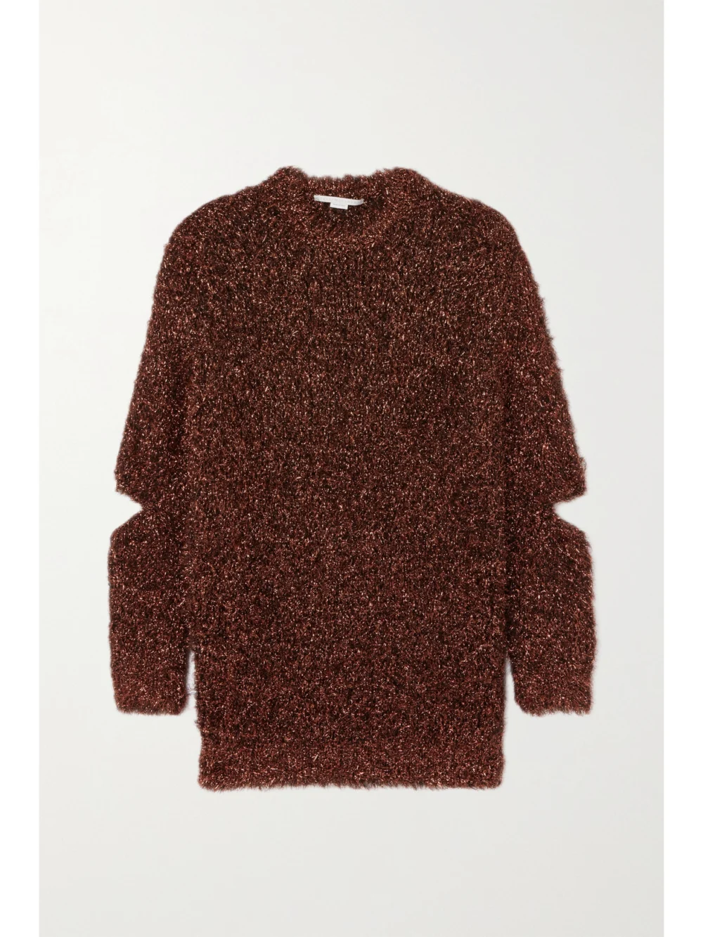 Stella McCartney Oversized Cutout Metallic Knitted Sweater in copper