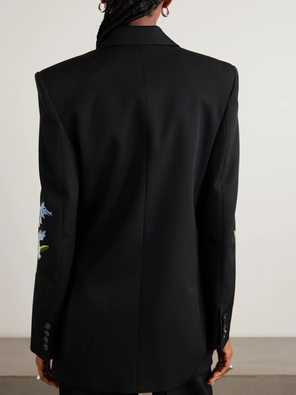 Back view of the Stella McCartney Oversized Double-breasted Embroidered Wool-twill Blazer