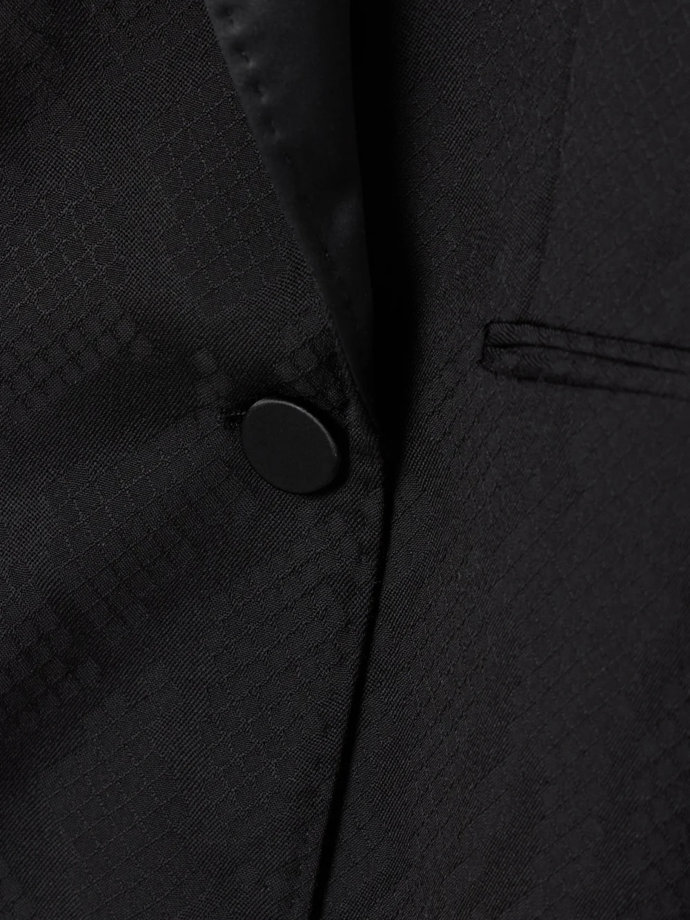 Close-up detail of the Stella McCartney Oversized Double-breasted Satin-trimmed Wool Blazer