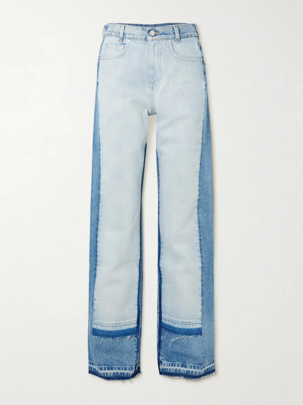 Stella McCartney Paneled Distressed Mid-rise Wide-leg Jeans in blue