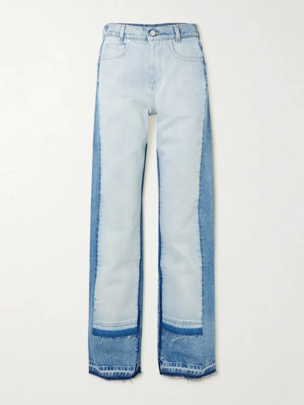 Stella McCartney Paneled Distressed Mid-rise Wide-leg Jeans