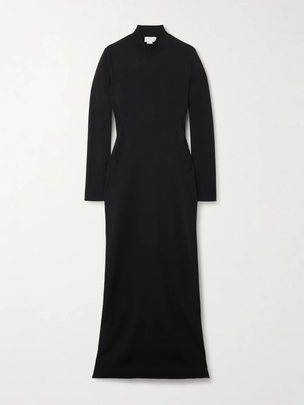Stella McCartney Paneled Lace-trimmed Stretch-knit Turtleneck Maxi Dress in black