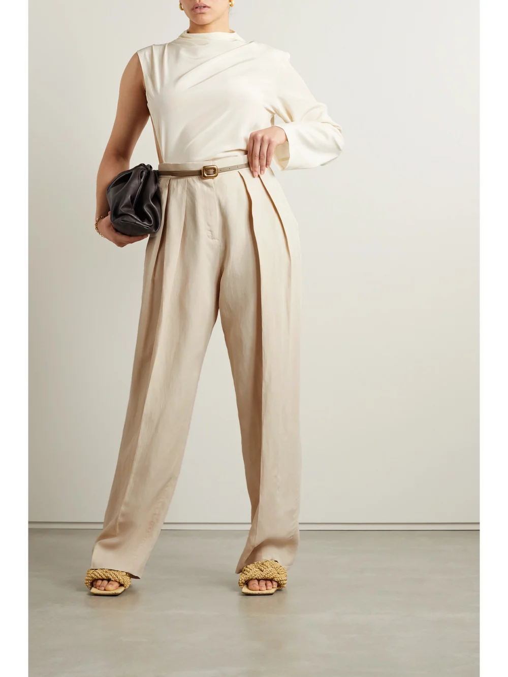 Stella McCartney Pleated Crepe Straight-leg Pants, worn by a model