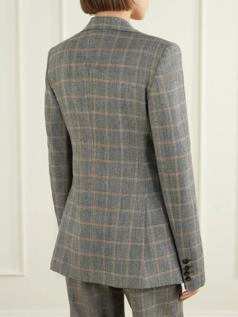 Back view of the Stella McCartney Prince of Wales Checked Wool Blazer