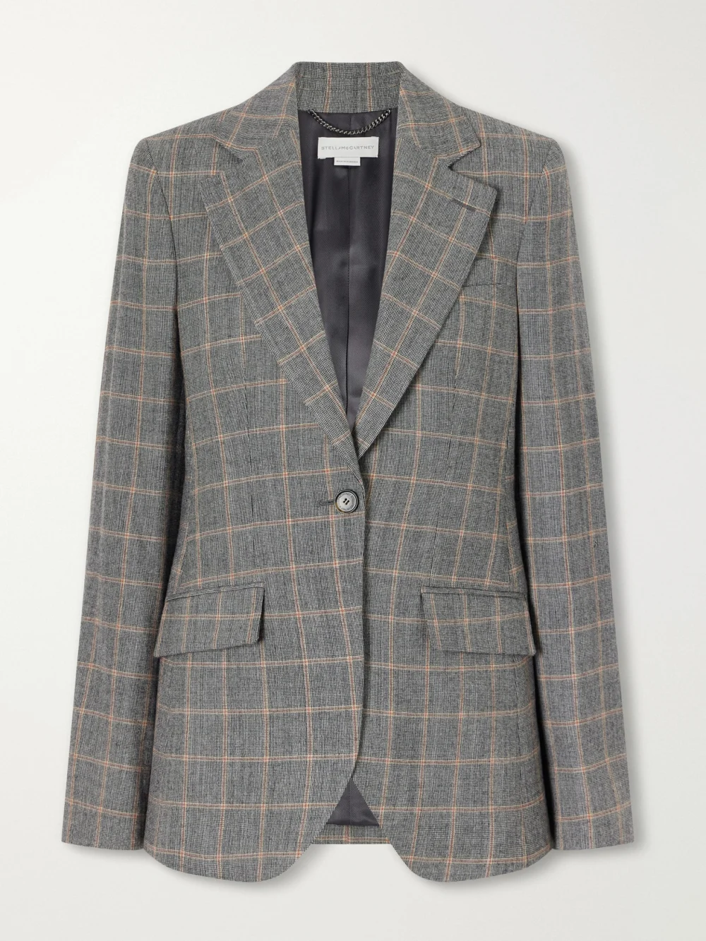 Stella McCartney Prince of Wales Checked Wool Blazer in gray