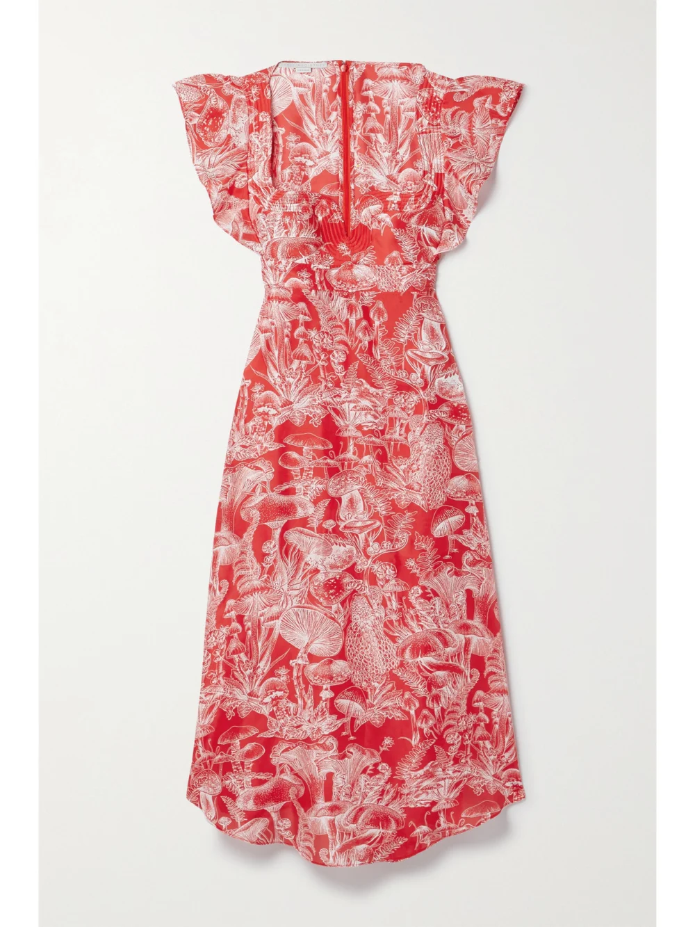 Stella McCartney Printed Silk Midi Dress in red