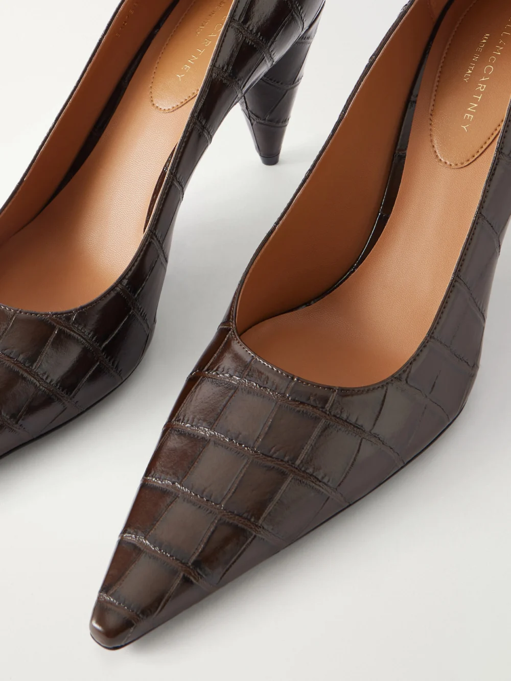 Close-up detail of the Stella McCartney Pump 80 Croc-effect Vegetarian Material Pumps