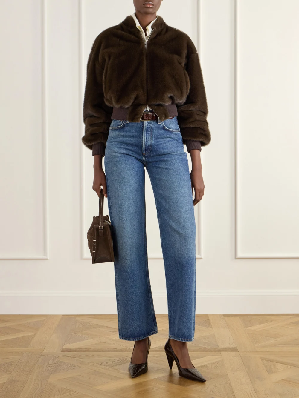 Stella McCartney Pump 80 Croc-effect Vegetarian Material Pumps, styled view