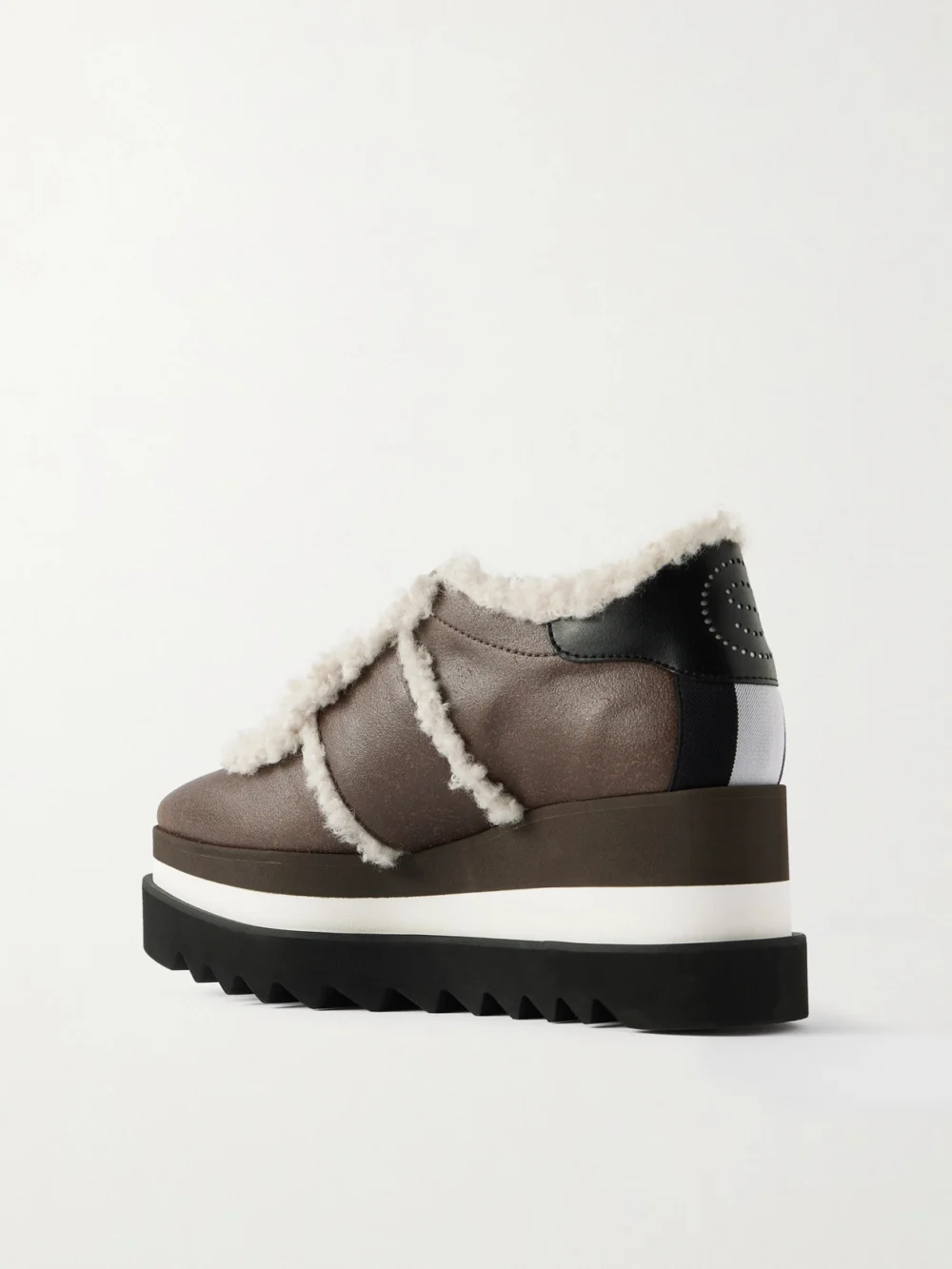 Back view of the Stella McCartney Sneak-elyes Fleece-trimmed Brushed Sneakers