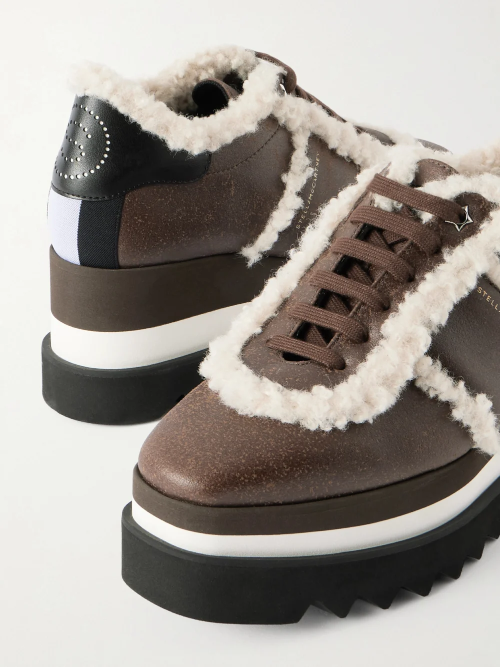 Close-up detail of the Stella McCartney Sneak-elyes Fleece-trimmed Brushed Sneakers