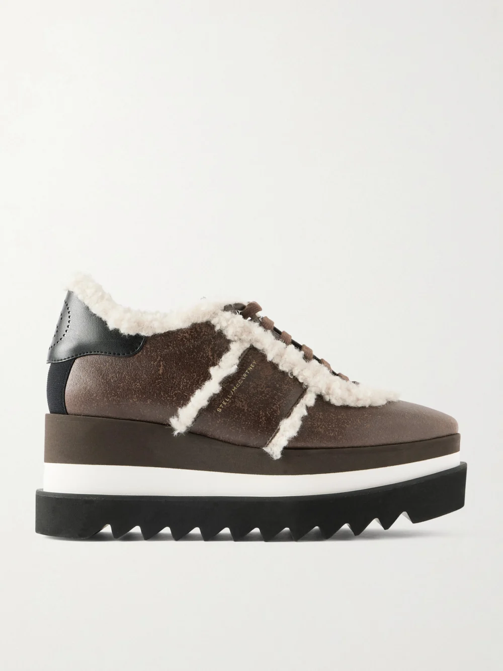 Stella McCartney Sneak-elyes Fleece-trimmed Brushed Sneakers in dark brown