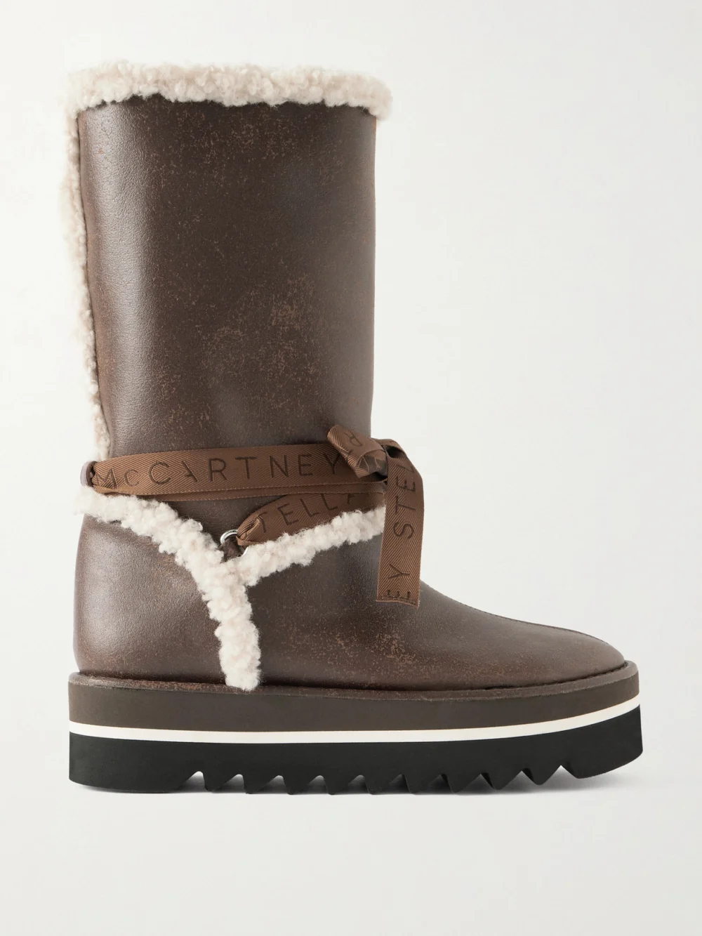 Stella McCartney Sneak-elyse Fleece-trimmed Vegetarian Boots in dark brown