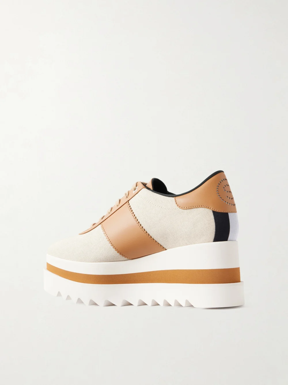 Back view of the Stella McCartney Sneak-elyse Salt and Pepper Exaggerated-sole Canvas Sneakers