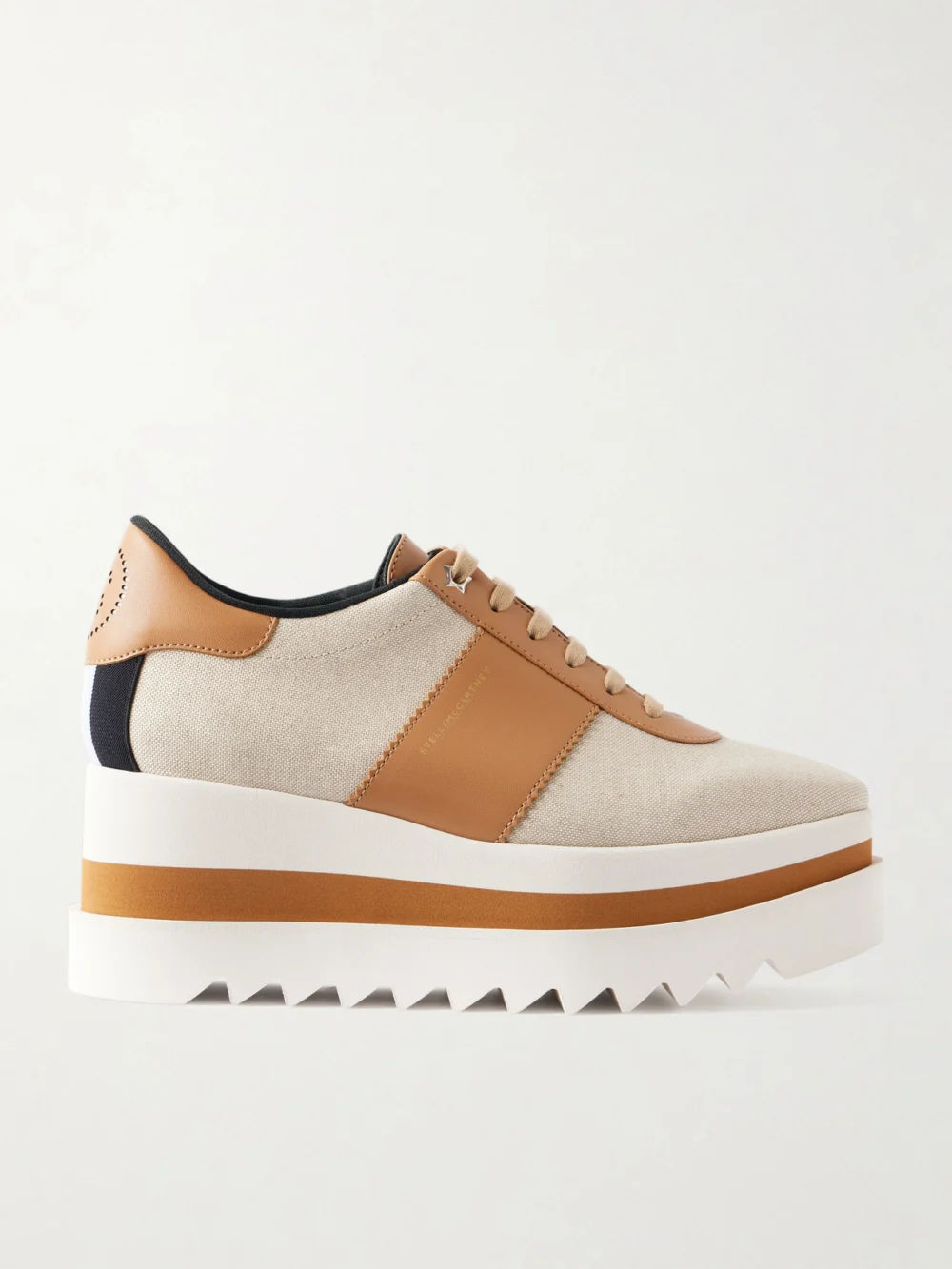 Stella McCartney Sneak-elyse Salt and Pepper Exaggerated-sole Canvas Sneakers in tan