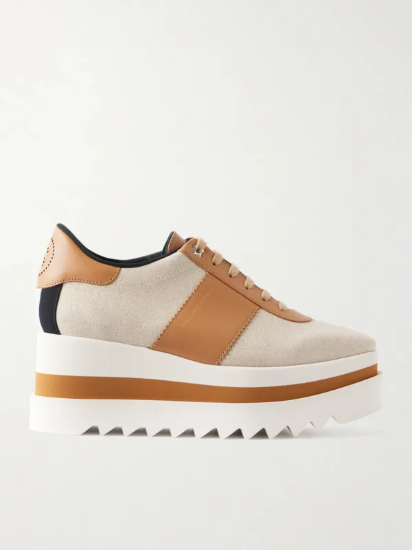 Stella McCartney Sneak-elyse Salt and Pepper Exaggerated-sole Canvas Sneakers