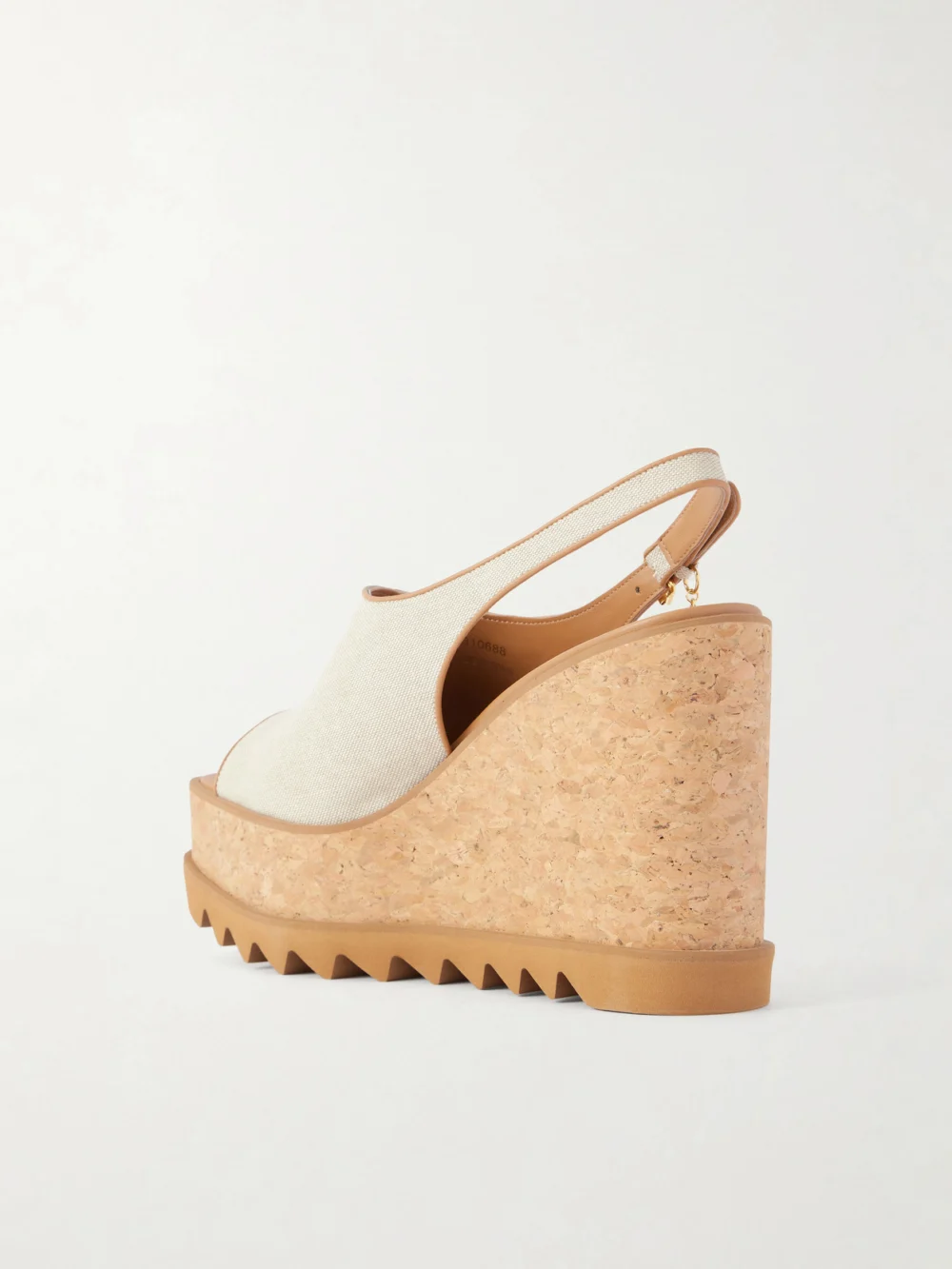Back view of the Stella McCartney Sneakelyse Canvas Slingback Platform Wedge Sandals