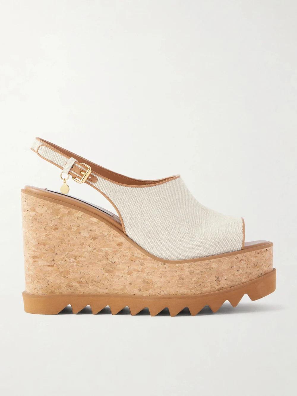 Stella McCartney Sneakelyse Canvas Slingback Platform Wedge Sandals in ecru
