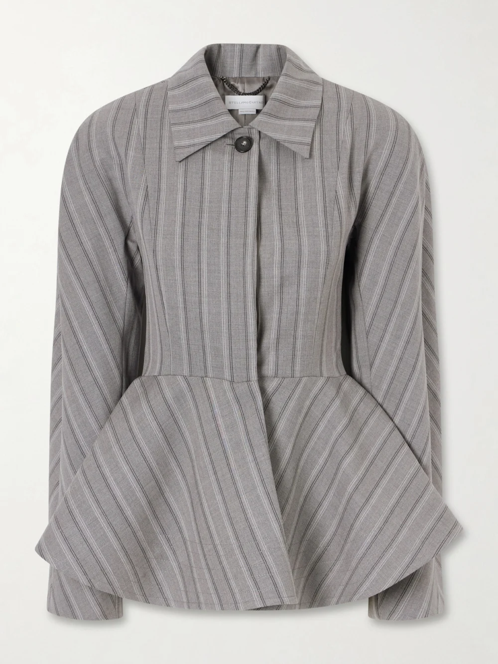 Stella McCartney Striped Flared Wool Blazer in gray