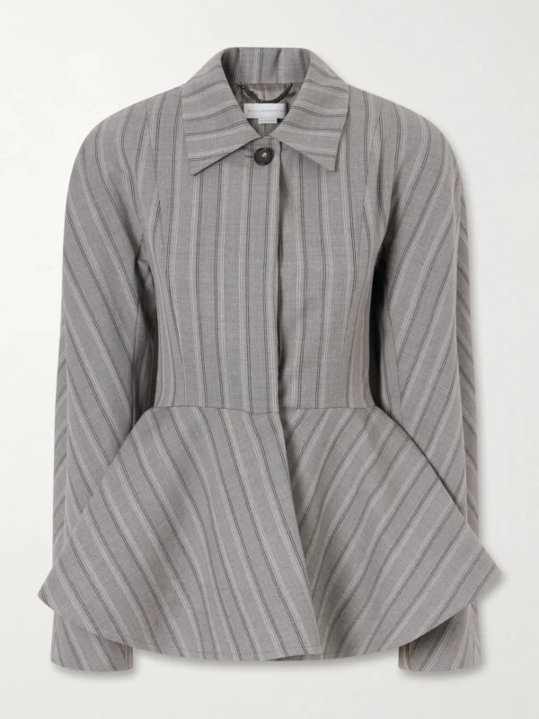 Stella McCartney Striped Flared Wool Blazer