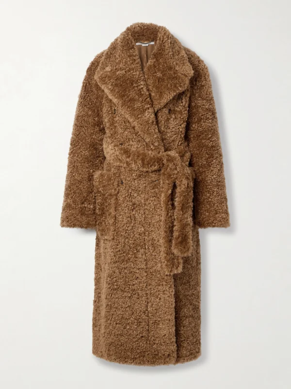 Stella McCartney Teddy Belted Double-breasted Faux Shearling Coat