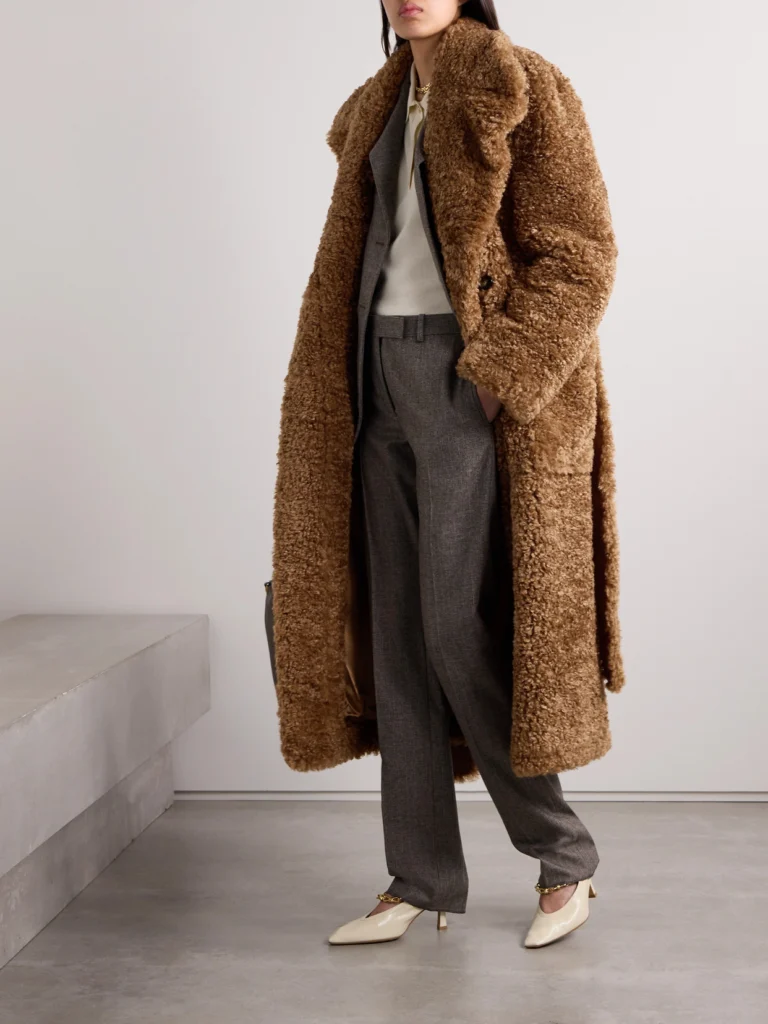 Stella McCartney Teddy Belted Double-breasted Faux Shearling Coat
