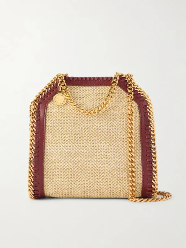 Stella McCartney The Falabella Tiny Vegetarian Material-trimmed Raffia Shoulder Bag