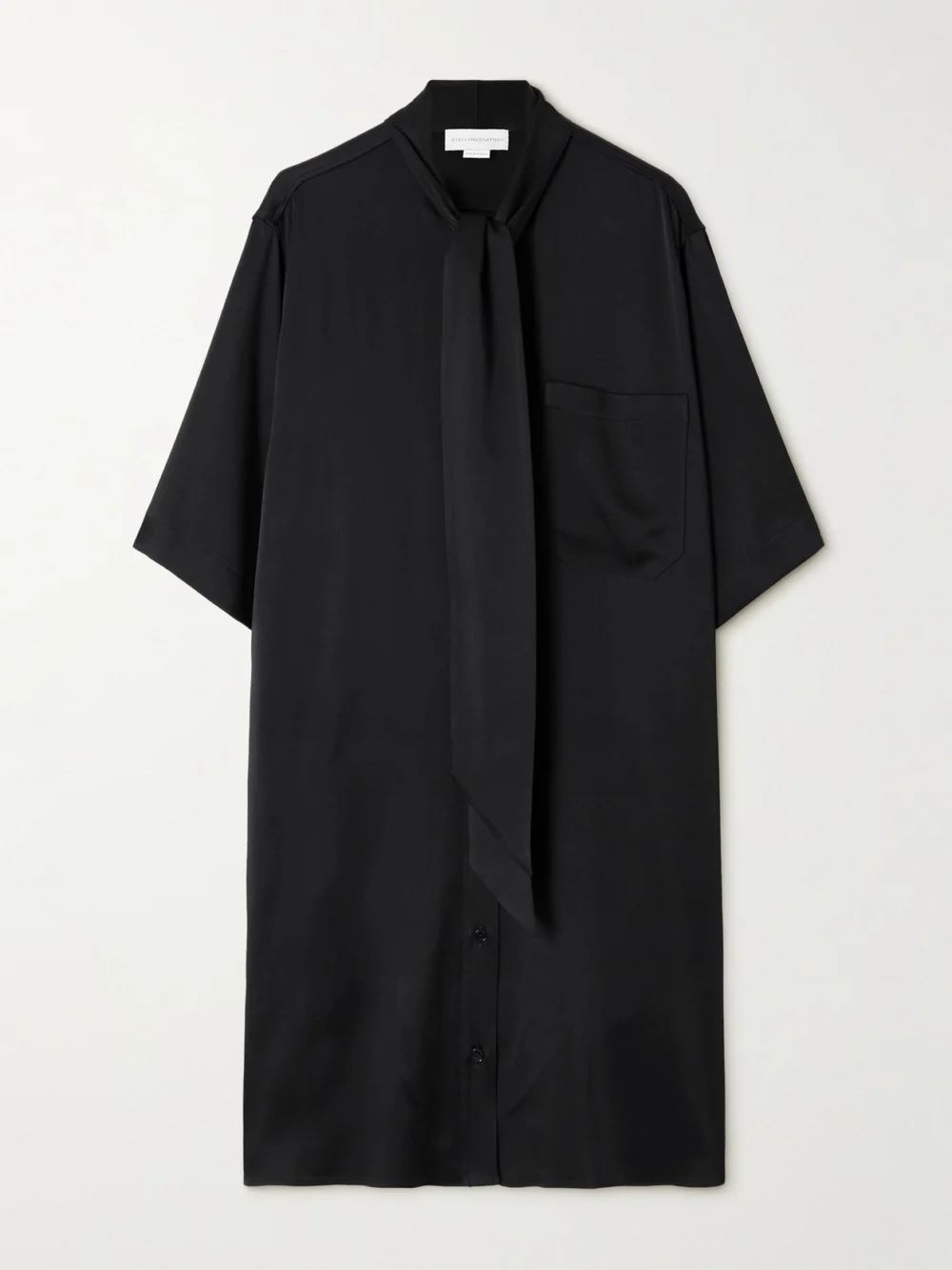 Stella McCartney Tie-neck Satin-crepe Mini Dress in black