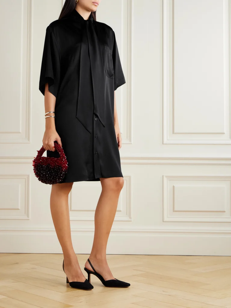 Stella McCartney Tie-neck Satin-crepe Mini Dress