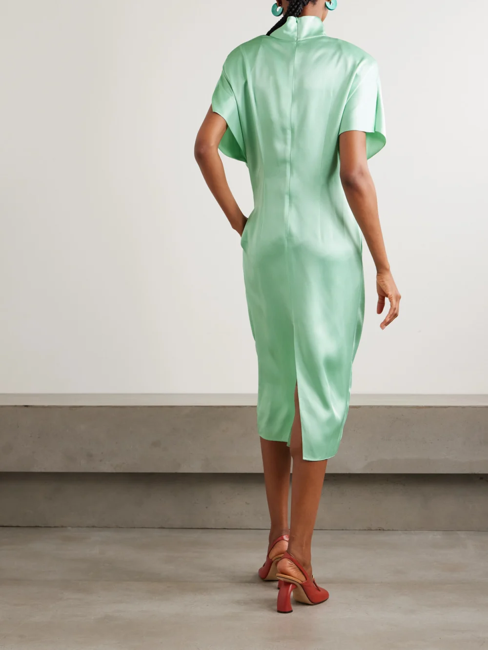 Back view of the Stella McCartney Twisted Satin Turtleneck Dress