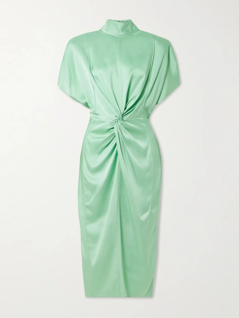 Stella McCartney Twisted Satin Turtleneck Dress in mint