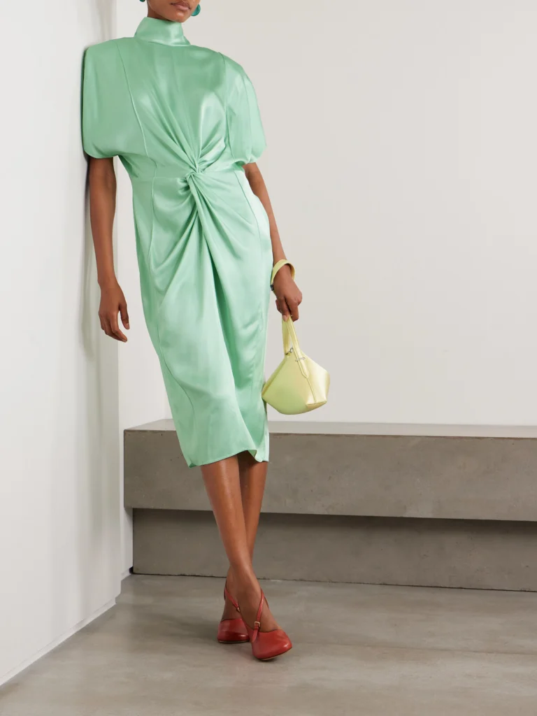 Stella McCartney Twisted Satin Turtleneck Dress