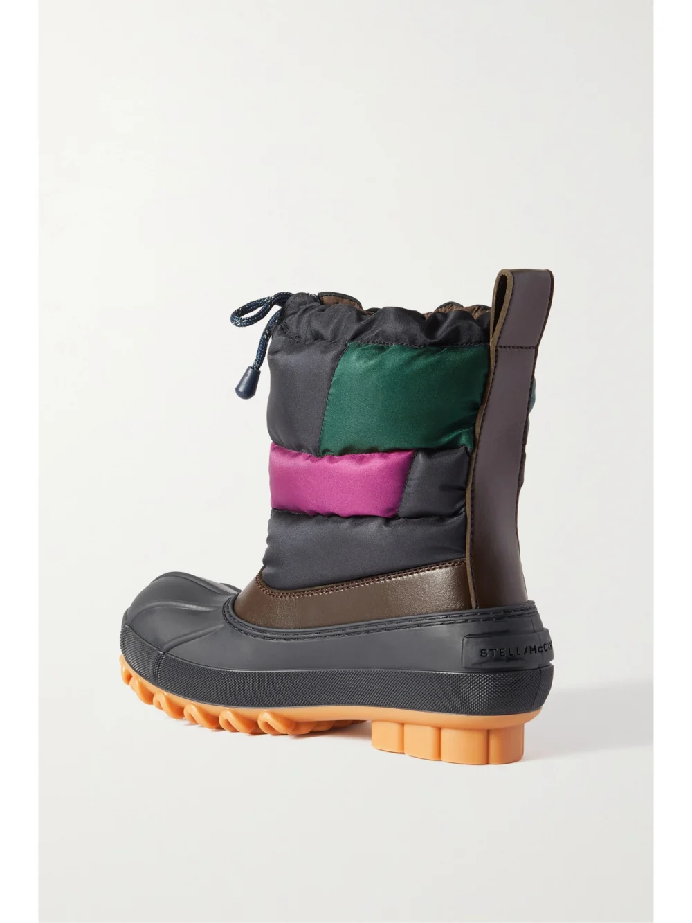 Back view of the Stella McCartney Vegetarian Material-trimmed Rubber and Quilted Recycled Shell Ankle Boots