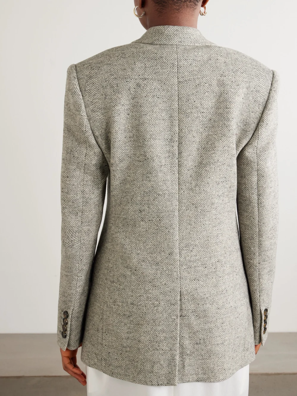 Back view of the Stella McCartney Wool and Silk-blend Herringbone Blazer